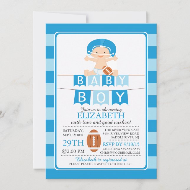 Invitation Cute Football Boy Baby Shower Invite (Devant)
