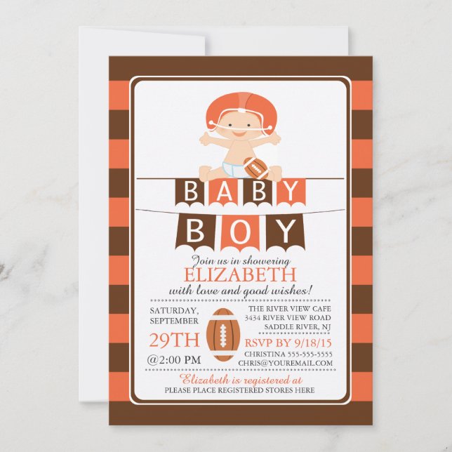 Invitation Cute Football Boy Baby Shower Invite (Devant)