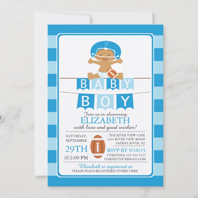 Invitation Cute Football Boy Baby Shower Invite (Devant)
