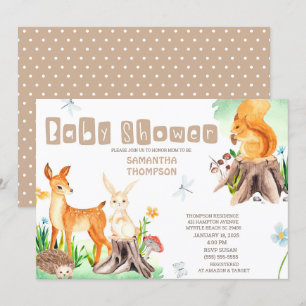 Invitation Cute Forest Animaux Baby shower Garçons