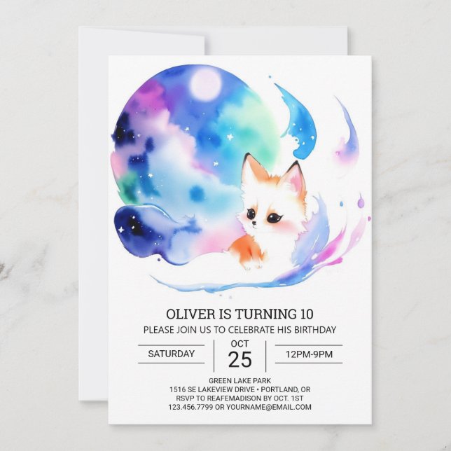 Invitation Cute Fox Adventure pour enfants Anniversaire (Devant)