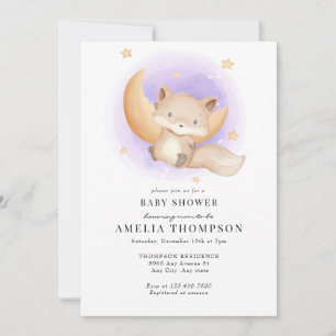 Invitation Cute Fox   Baby shower Animaux