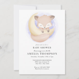 Invitation Cute Fox Baby shower Animaux