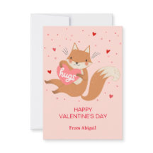 Cute Fox Kids Classroom Valentine Note Card