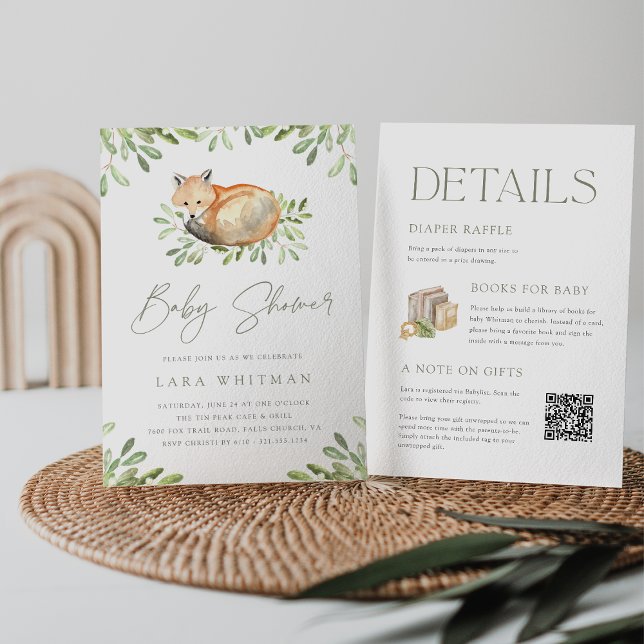 Invitation Cute Fox Woodland tout en un Baby shower (Créateur téléchargé)