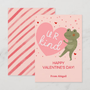 Invitation Cute Frog Kids Classroom Valentine Note Card
