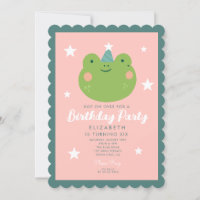 Cute Frog rose vert pourpre Étoiles Anniversaire