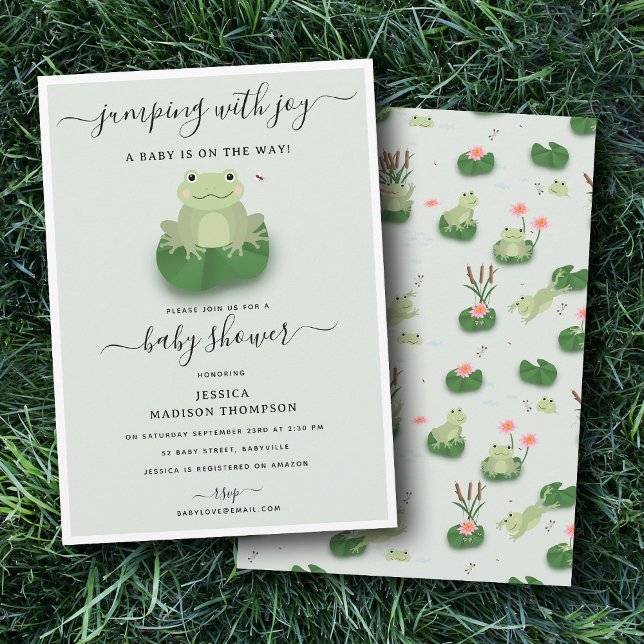 Invitation Cute Frogs Lily Pond Gender Neutral Baby Shower  (Cute Frogs Lily Pond Gender Neutral Baby Shower Invitation)