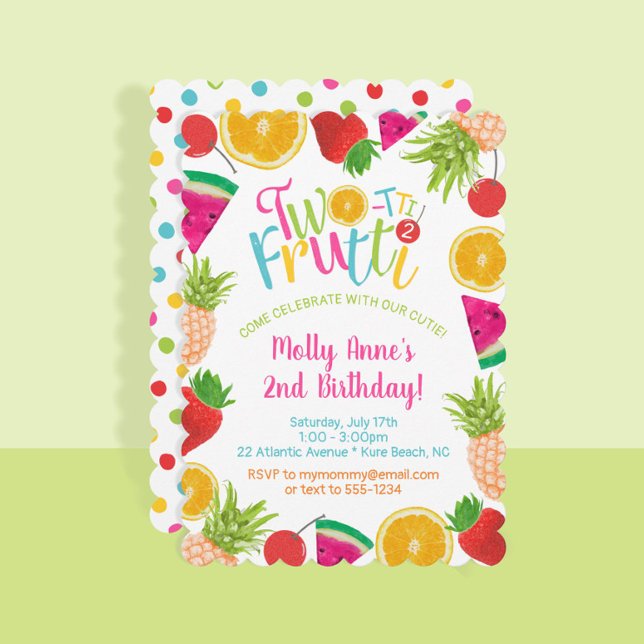 Invitation Cute Fruits à deux tti 2e anniversaire (Créateur téléchargé)
