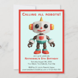 Invitation Cute Fun Robot Kid's Birthday