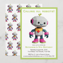 Cute Fun Robot Kid's Birthday