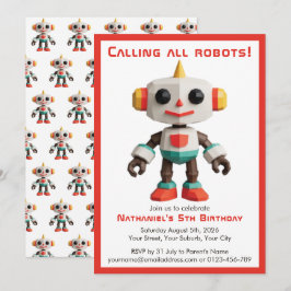 Invitation Cute Fun Robot Kid's Birthday