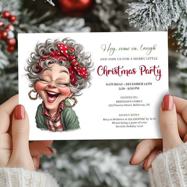 Invitation Cute Funny Grandma Cartoon Christmas Humor Comic  (Cute Funny Grandma Cartoon Christmas Humor Comic Invitation

)