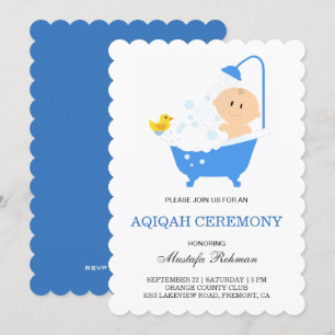 Invitation Cute garçon Bubble Bath Aqiqah
