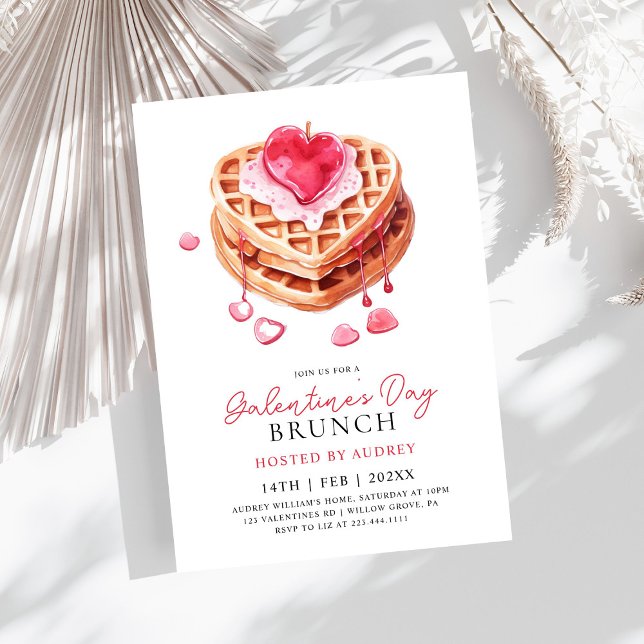 Invitation Cute gaufres Valentines Galentines Brunch (Créateur téléchargé)