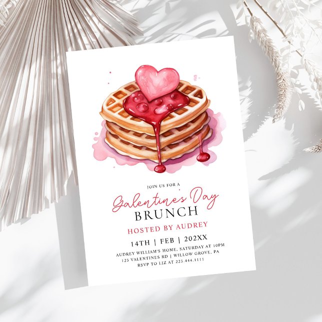 Invitation Cute gaufres Valentines Galentines Brunch (Créateur téléchargé)