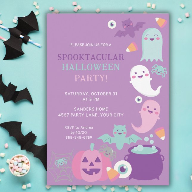 INVITATION CUTE GHOST HALLOWEWEEN PURPLE PARTY (Créateur téléchargé)
