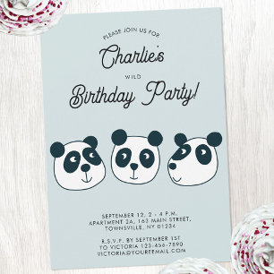 Invitation Cute Giant Panda Bear fête d'anniversaire