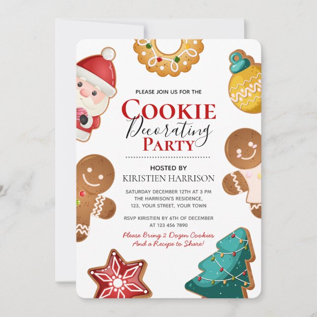 Invitation Cute Gingerbread Christmas Cookie Decorating Party (Devant)