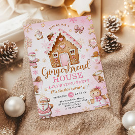 Invitation Cute Gingerbread House Decorating Birthday Party