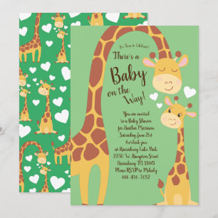 Invitation Cute Giraffe Baby shower Safari Genre Neutre