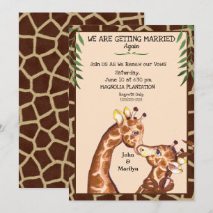 Invitation Cute Giraffe Mariage Renouvellement Vows Invitatio