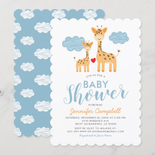 Invitation Cute Giraffe Mère et Baby shower enfant