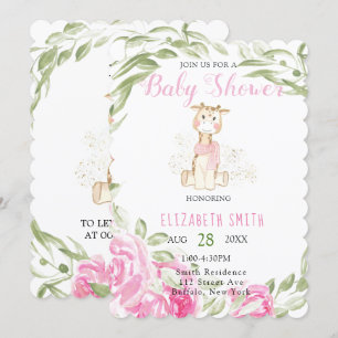 Invitation Cute Giraffe Parties scintillant or huile bébé fil