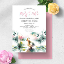 Cute Girl Baby shower de canard aquarelle