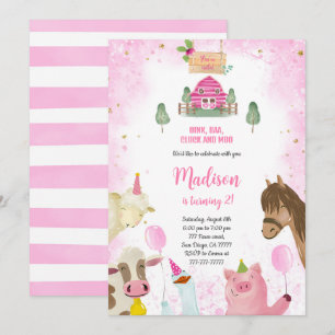 Invitation Cute Girl Farm Anniversaire