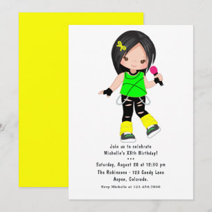 Invitation Cute Girl Rock Star Anniversaire