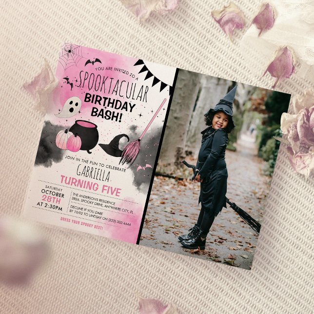 Invitation Cute Girls Spooktacular Halloween Photo Anniversai (Créateur téléchargé)