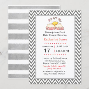 Invitation Cute Girls You Are My Sunshine Baby shower