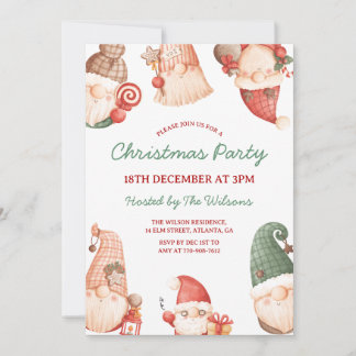 Invitation Cute Gnomes Christmas Party