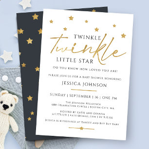 Invitation Cute Gold Twinkle Twinkle Little Star Baby shower