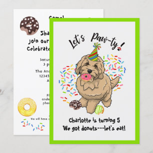 Invitation Cute Goldendoodle Chien Anniversaire Fête Invitati