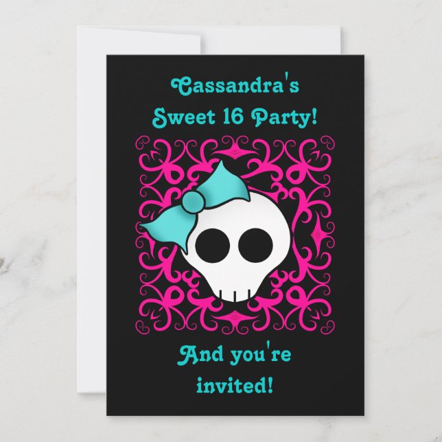 Invitation Cute gothic skull (Devant)