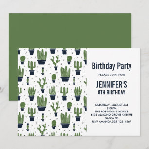 Invitation Cute Green Cactus dans les pots de fleurs Motif An