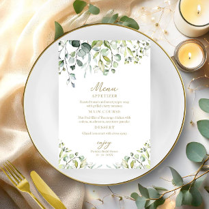 Invitation Cute Greenery Eucalyptus Fête des mariées Menu Inv