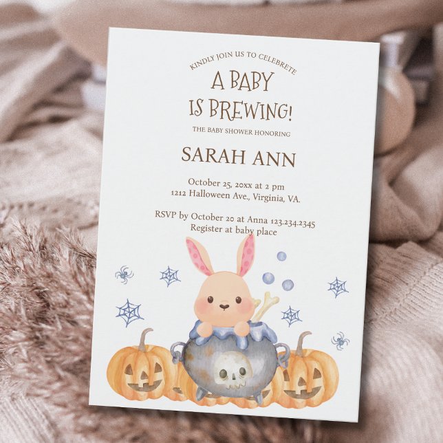 Invitation Cute Halloween Cauldron Baby brasse douche (Cute Halloween Cauldron Baby is Brewing Shower Invitation)