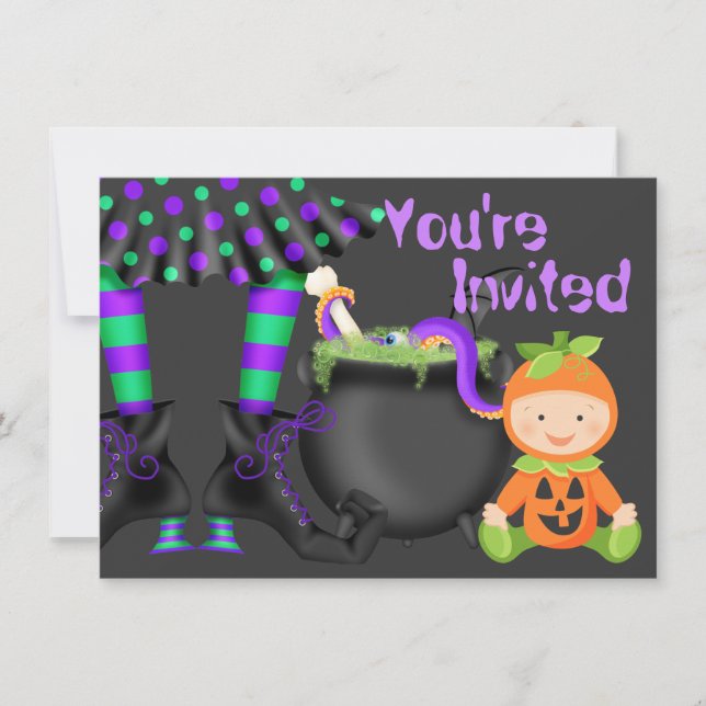 Invitation Cute Halloween Citrouille Baby 1er Anniversaire In (Devant)