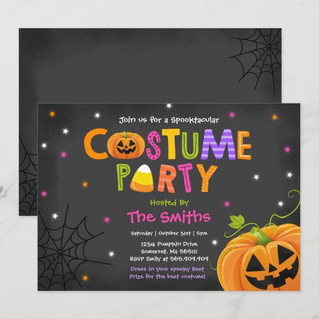 Invitation Cute Halloween Costume Party Spotacular (Devant / Derrière)