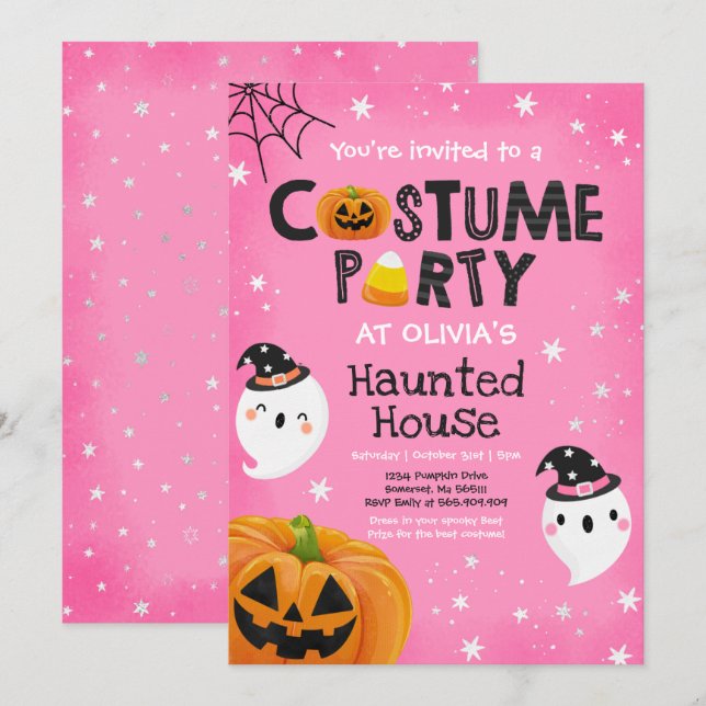 Invitation Cute Halloween Costume Party Spotacular (Devant / Derrière)