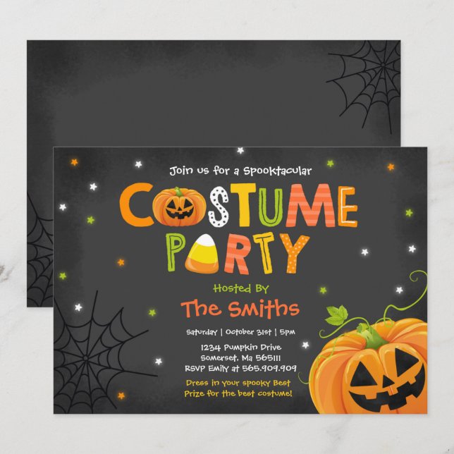 Invitation Cute Halloween Costume Party Spotacular (Devant / Derrière)