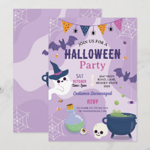 Invitation Cute Halloween Fantômes Fête Citrouilles Filles