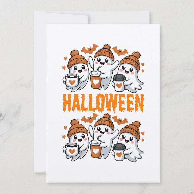 Invitation Cute Halloween Ghost Coffee Design (Dos)