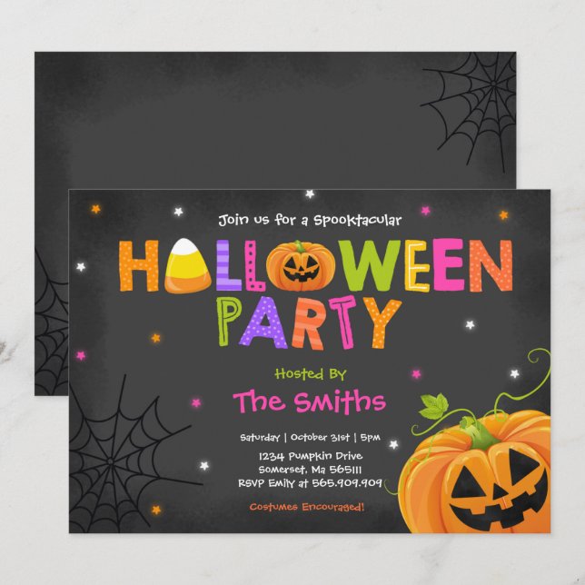 Invitation Cute Halloween Party Spooktacular Halloween (Devant / Derrière)