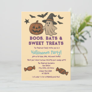 Invitation Cute Halloween - Pastel Citrouille & Candy Party