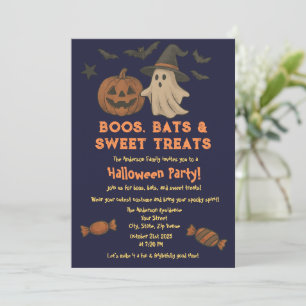 Invitation Cute Halloween - Pastel Citrouille & Candy Party