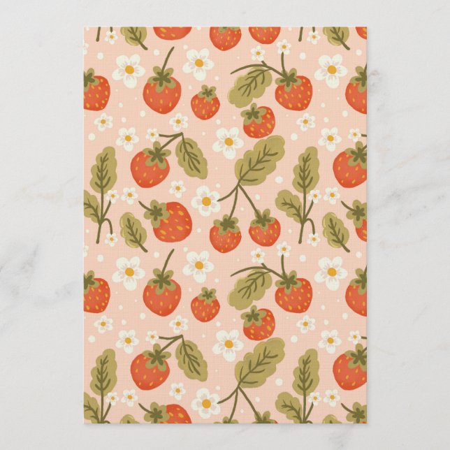 Invitation Cute Hand-drawn Red Strawberry Seamless Pattern (Devant)